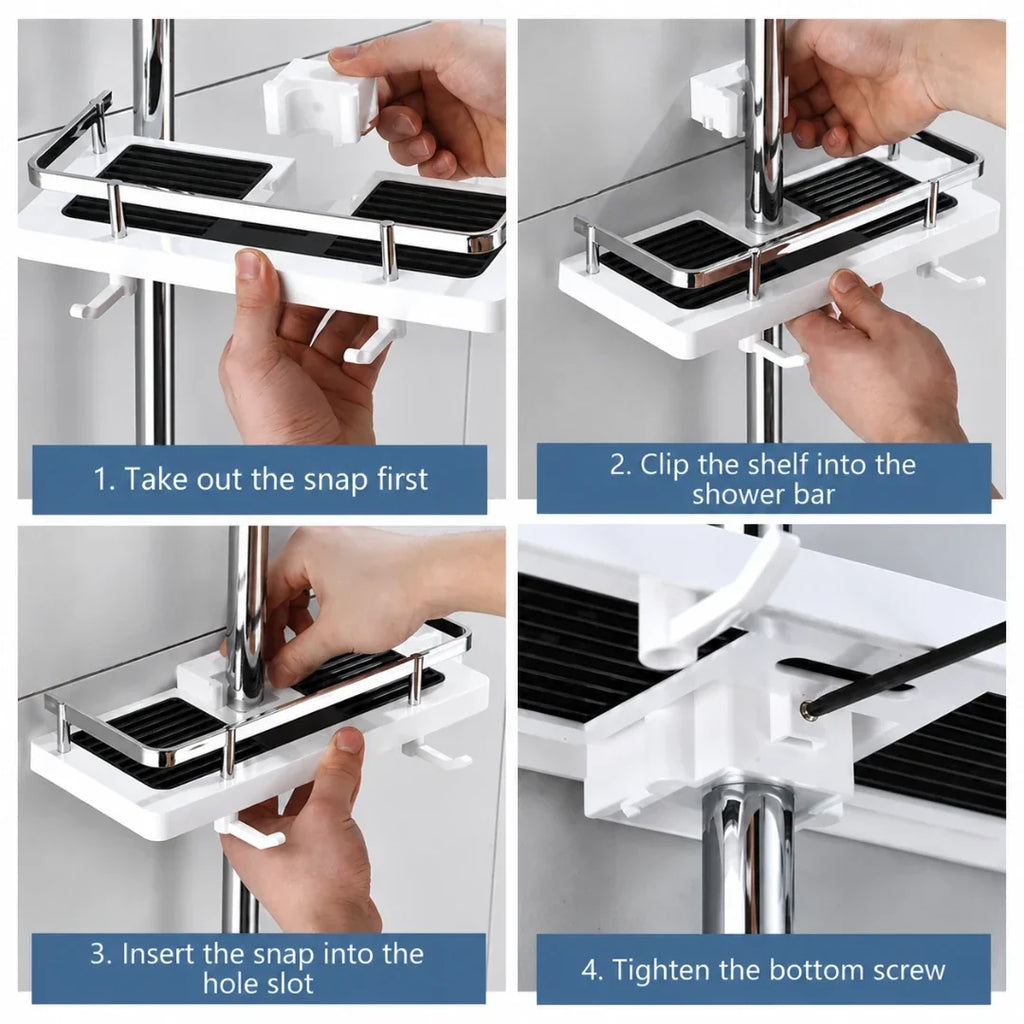 Adjustable Tension Shower Shelf, No Drilling