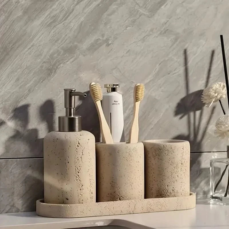 Travertine Stone Effect Soap Dispenser