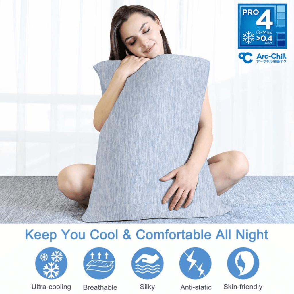 Cool-Touch Pillowcase in Grey or Light Blue