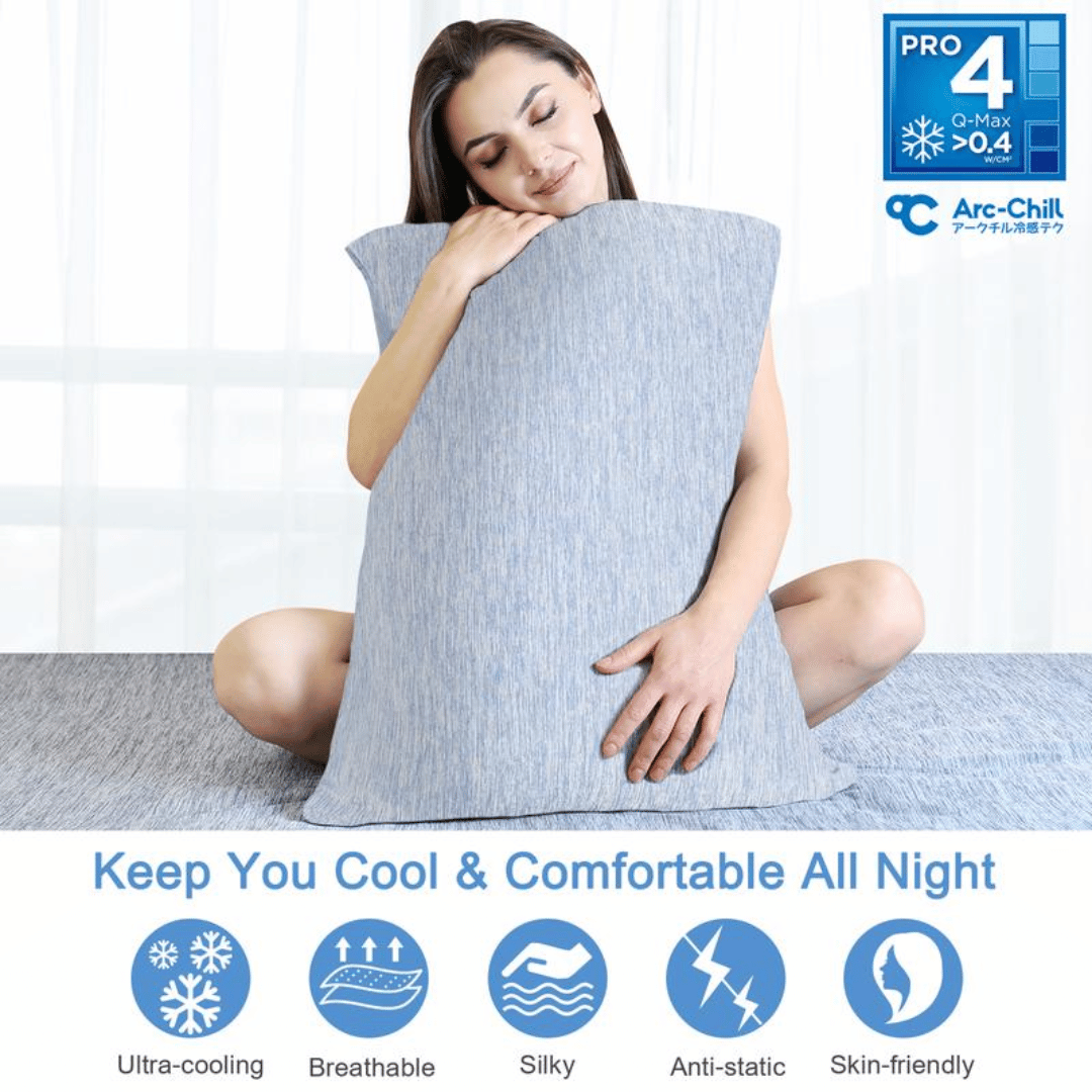 Cool-Touch Pillowcase in Grey or Light Blue