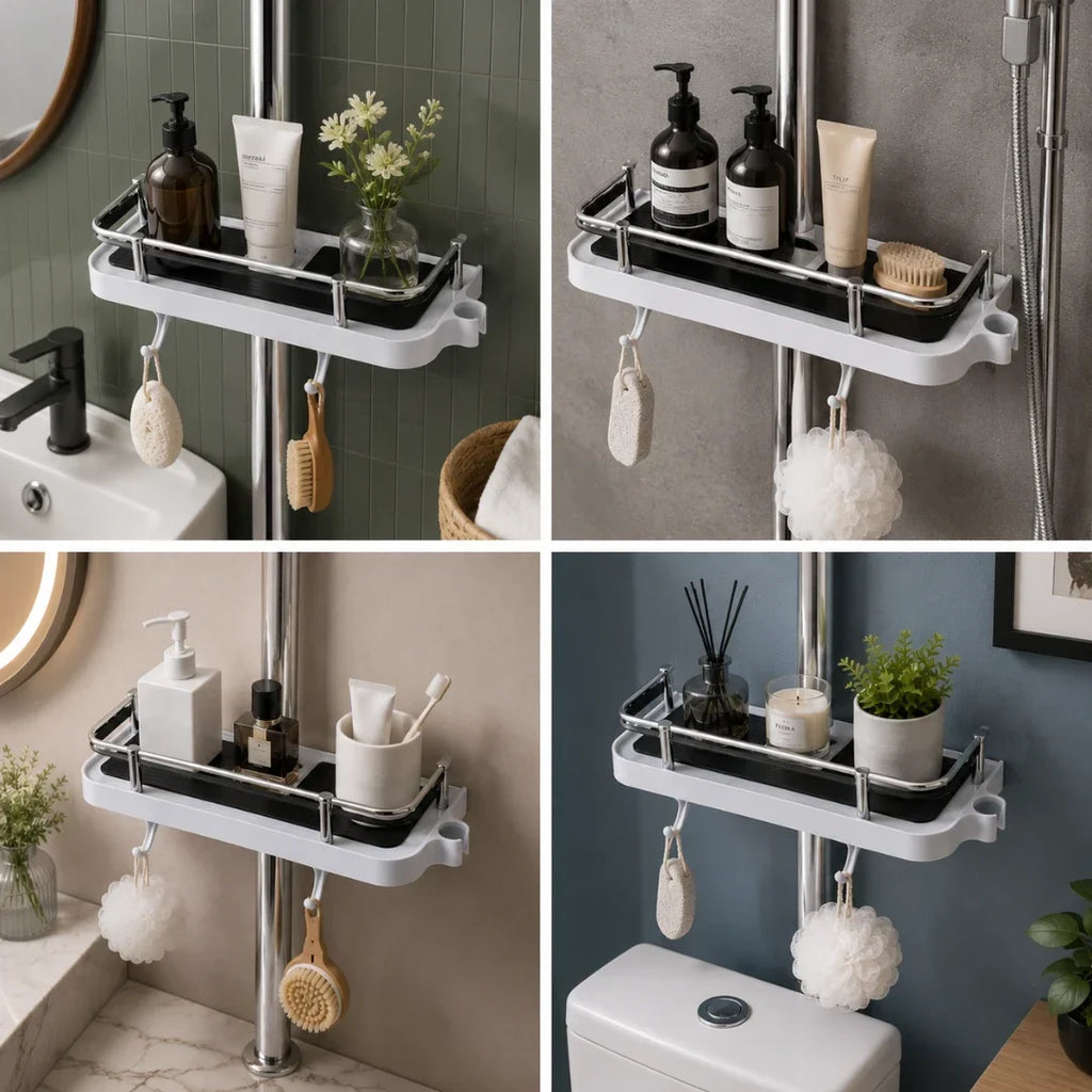 Adjustable Tension Shower Shelf, No Drilling