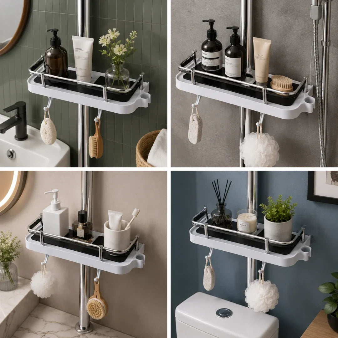 Adjustable Tension Shower Shelf, No Drilling