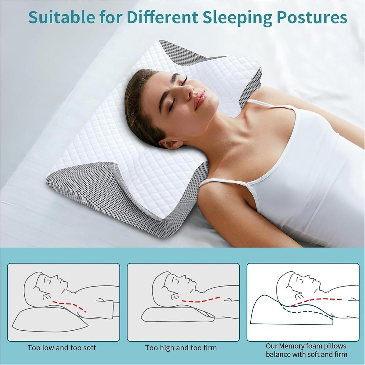 Contoured Butterfly Memory Foam Pillow