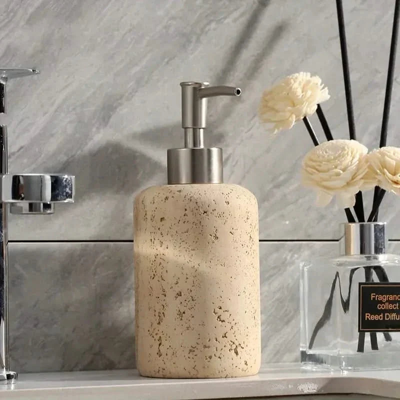 Travertine Stone Effect Soap Dispenser