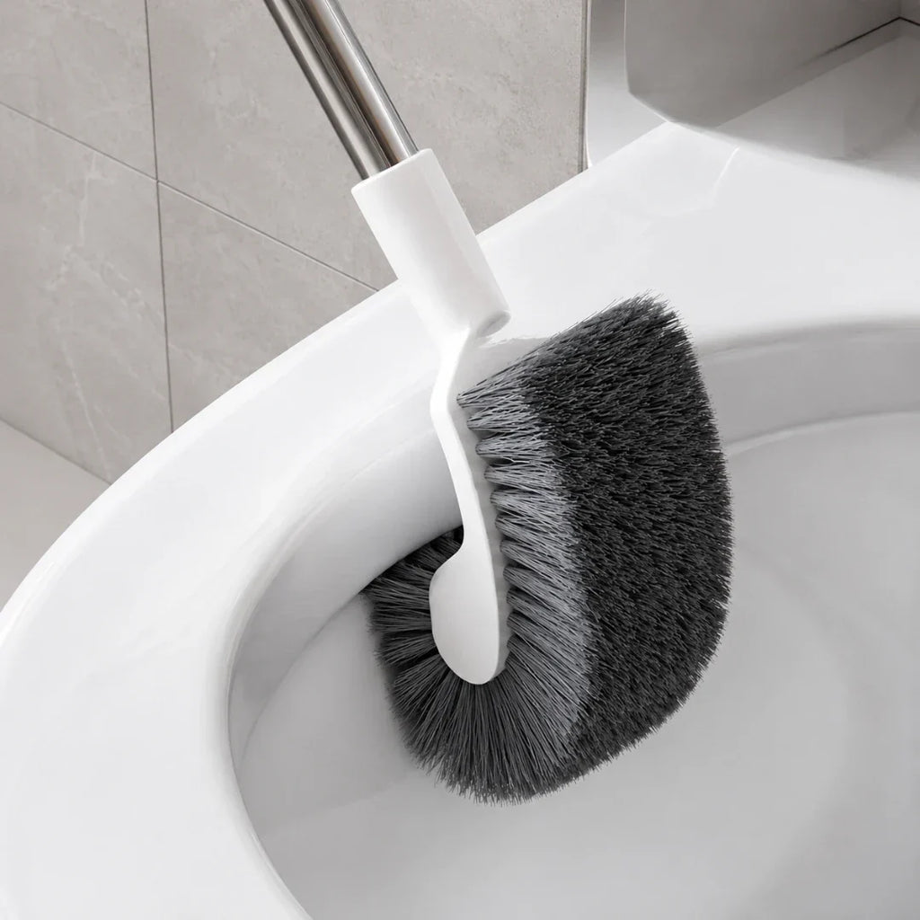 Curved Under-Rim Toilet Brush with Drip Holder