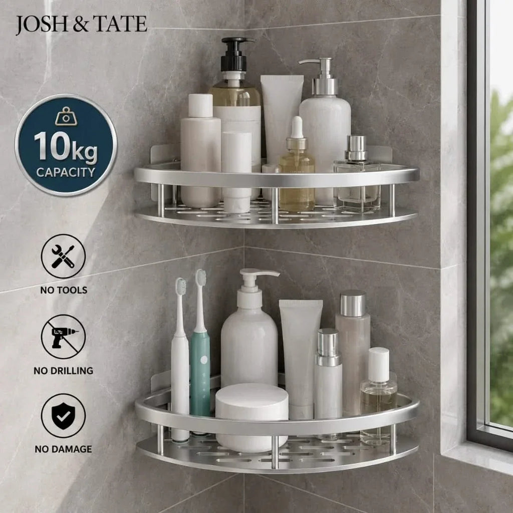 Adhesive Corner Shower Caddy, No Drilling