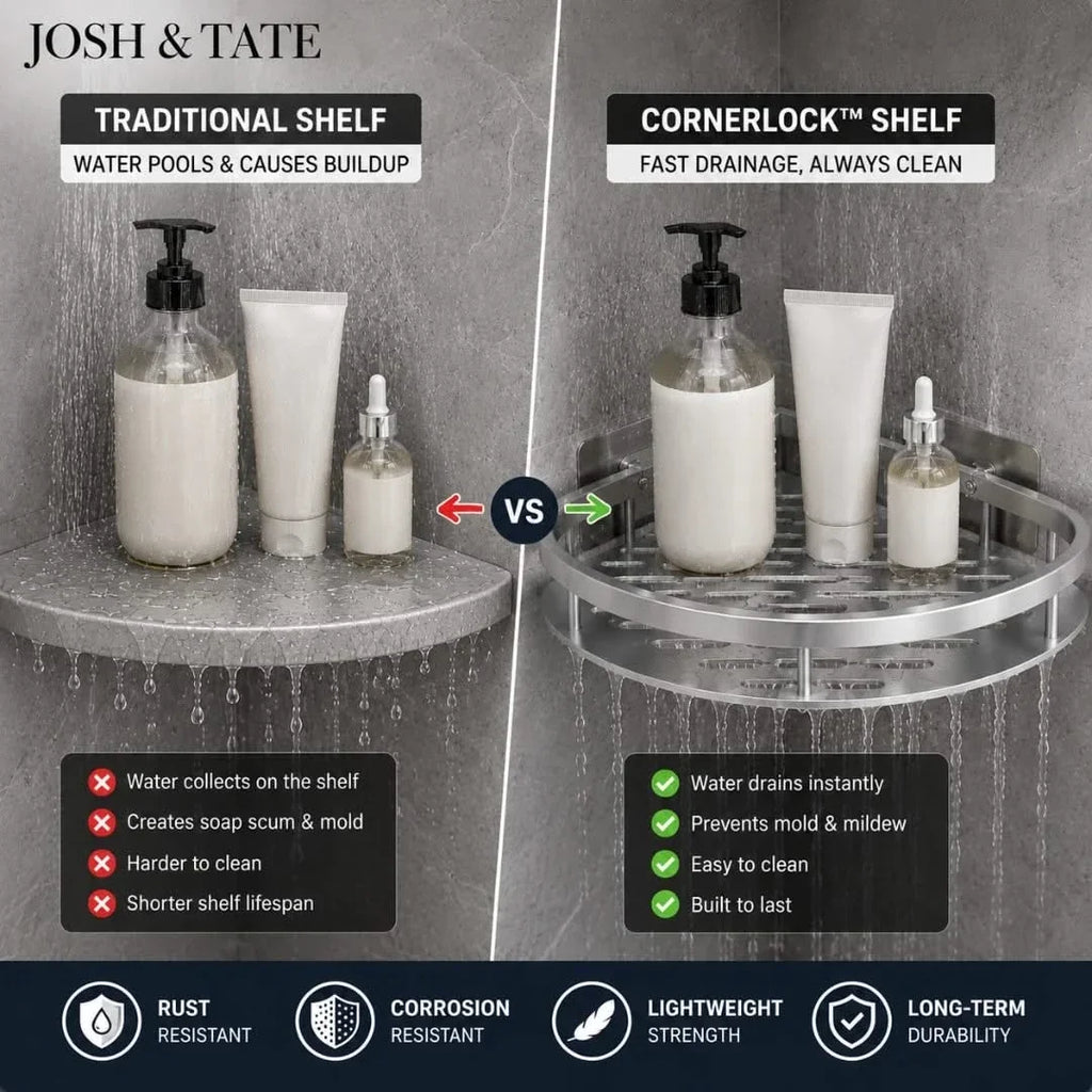 Adhesive Corner Shower Caddy, No Drilling