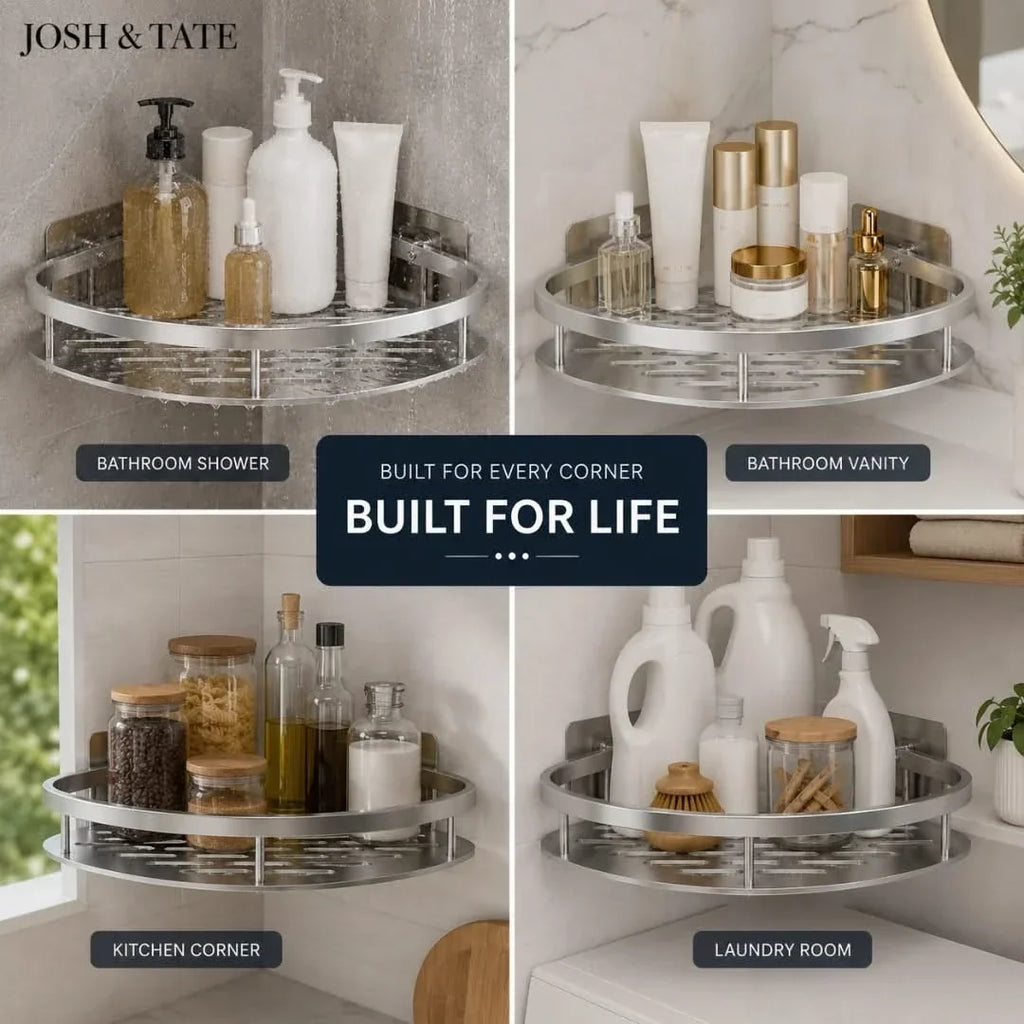 Adhesive Corner Shower Caddy, No Drilling