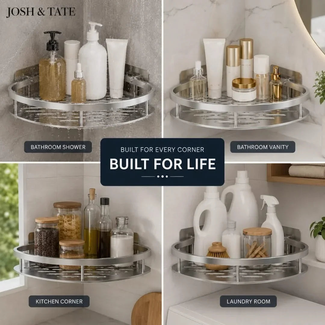 Adhesive Corner Shower Caddy, No Drilling