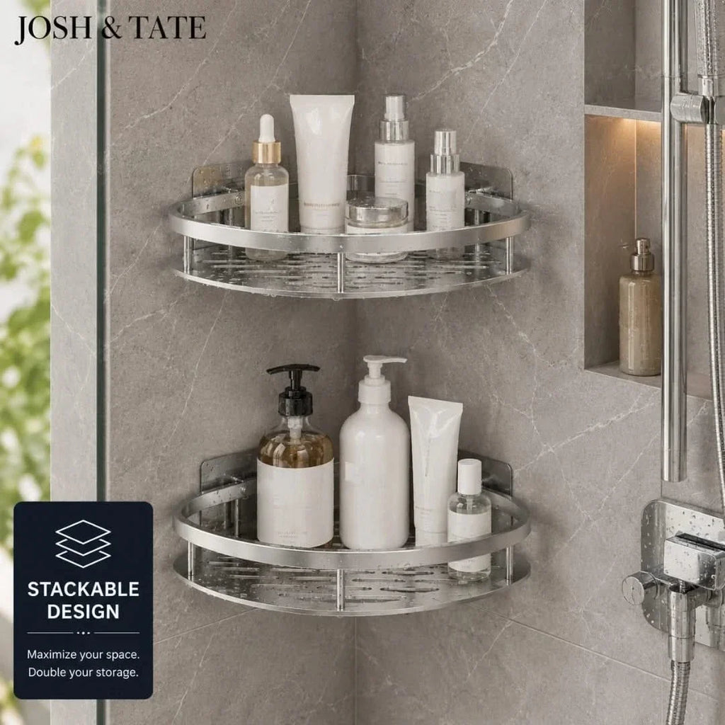 Adhesive Corner Shower Caddy, No Drilling