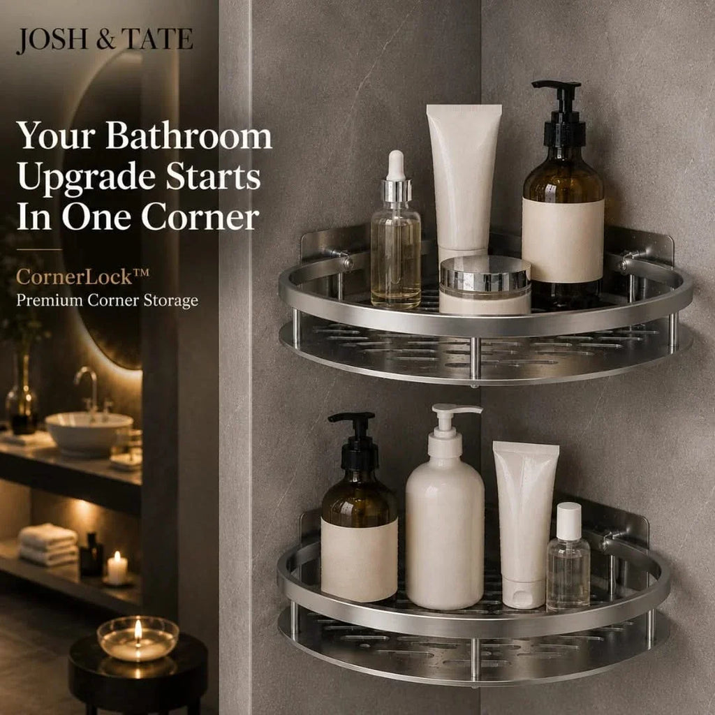 Adhesive Corner Shower Caddy, No Drilling