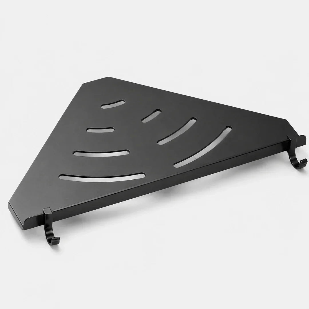 Black Wall-Mounted Corner Bathroom Shelf