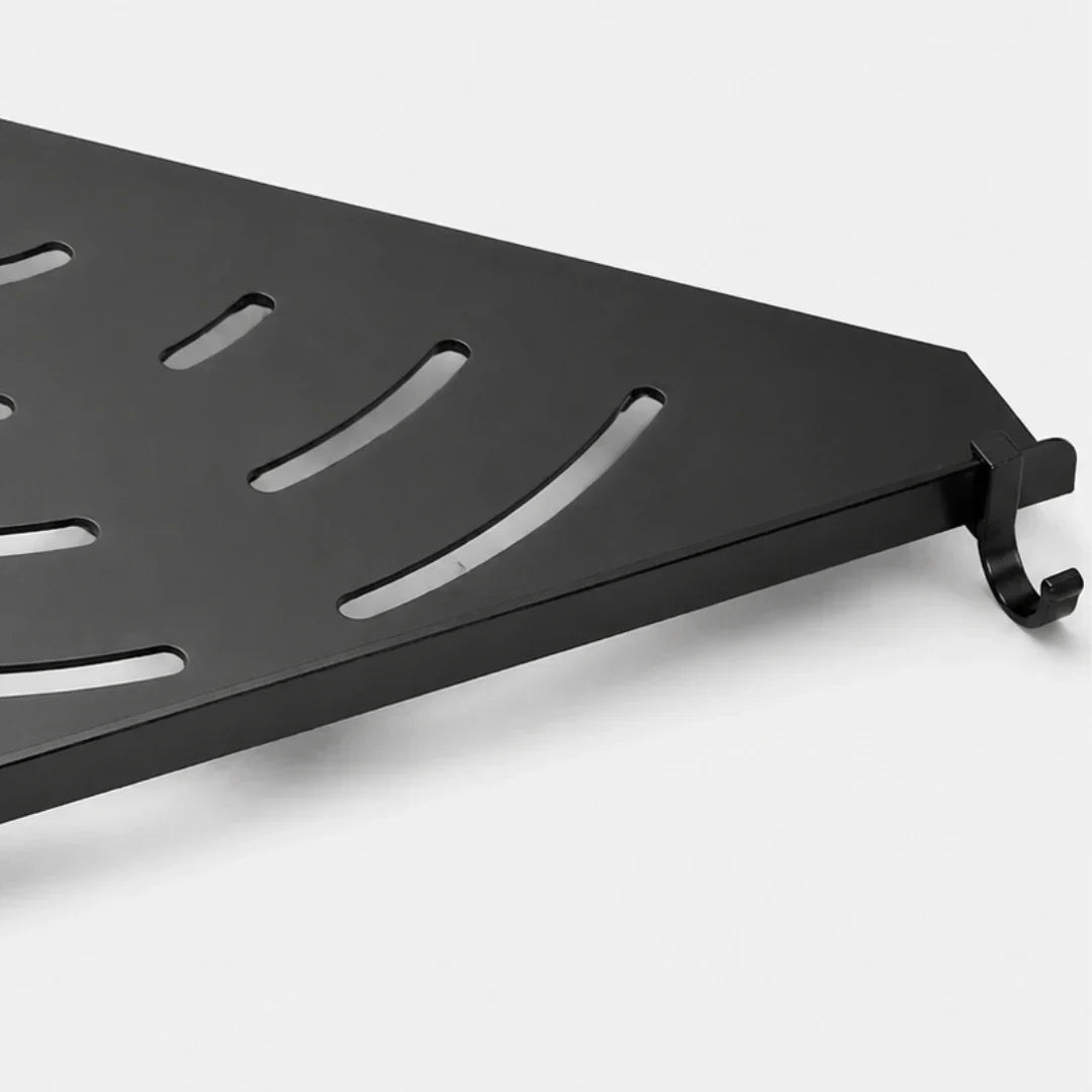 Black Wall-Mounted Corner Bathroom Shelf
