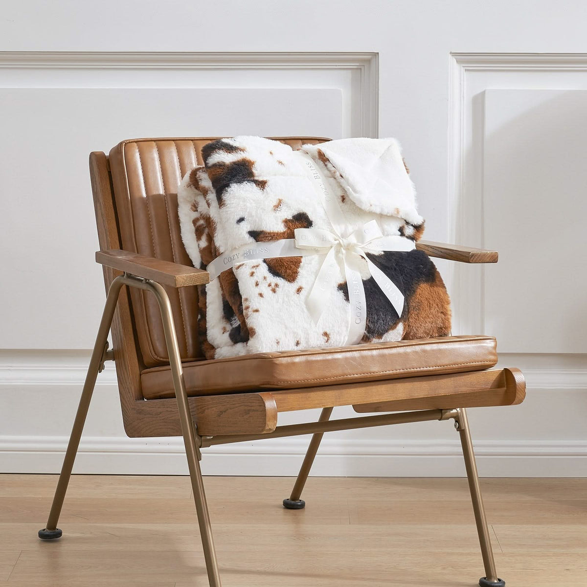Cow Print Faux Fur Throw Blanket in Two Sizes