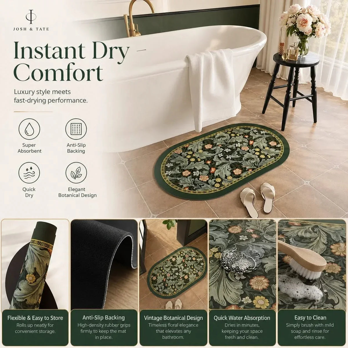 Fast-Drying Diatomite Stone Bath Mat
