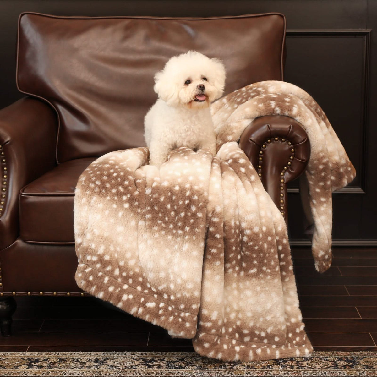 Deer Print Faux Fur Throw Blanket in Two Sizes