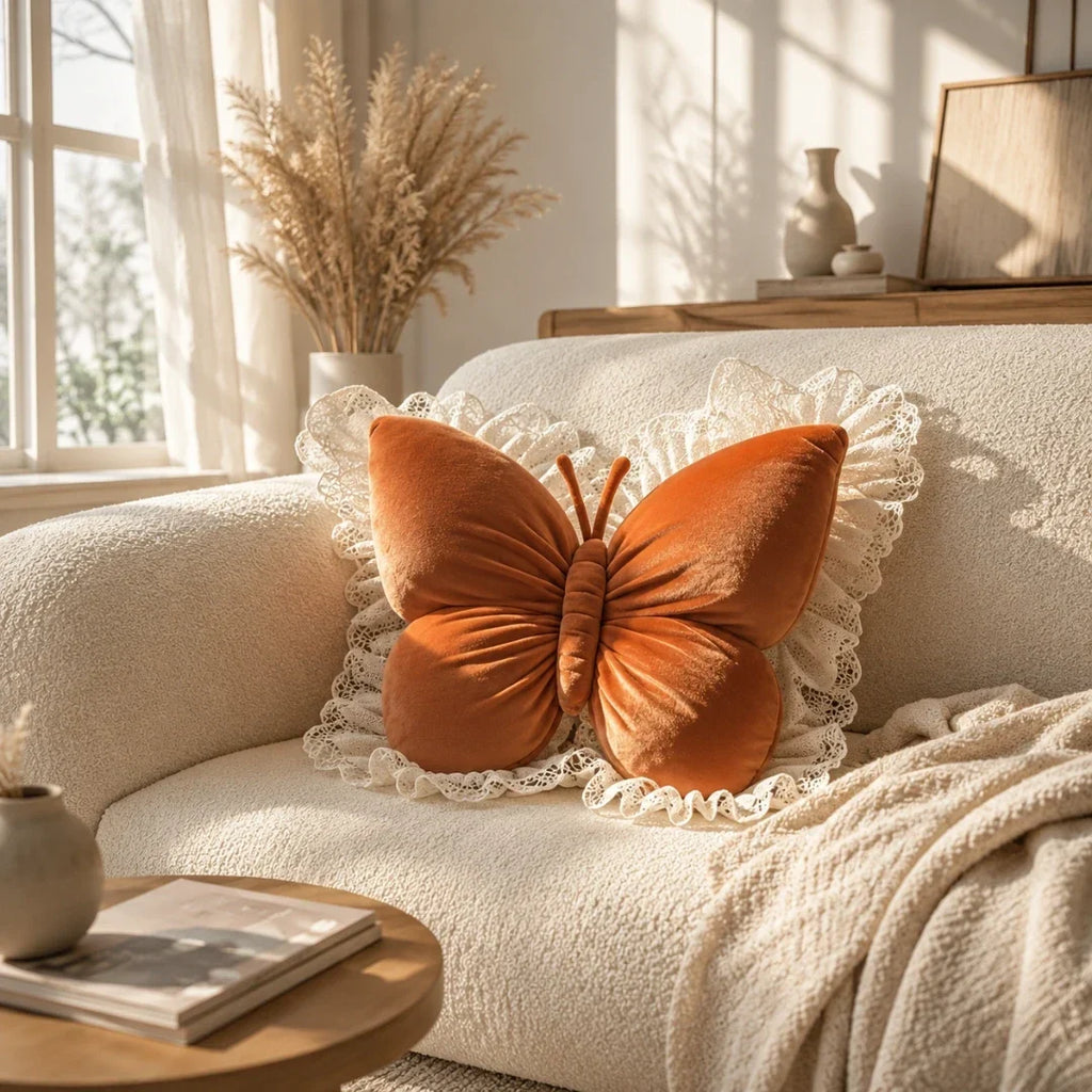Butterfly Lace Cushion with Removable Cover