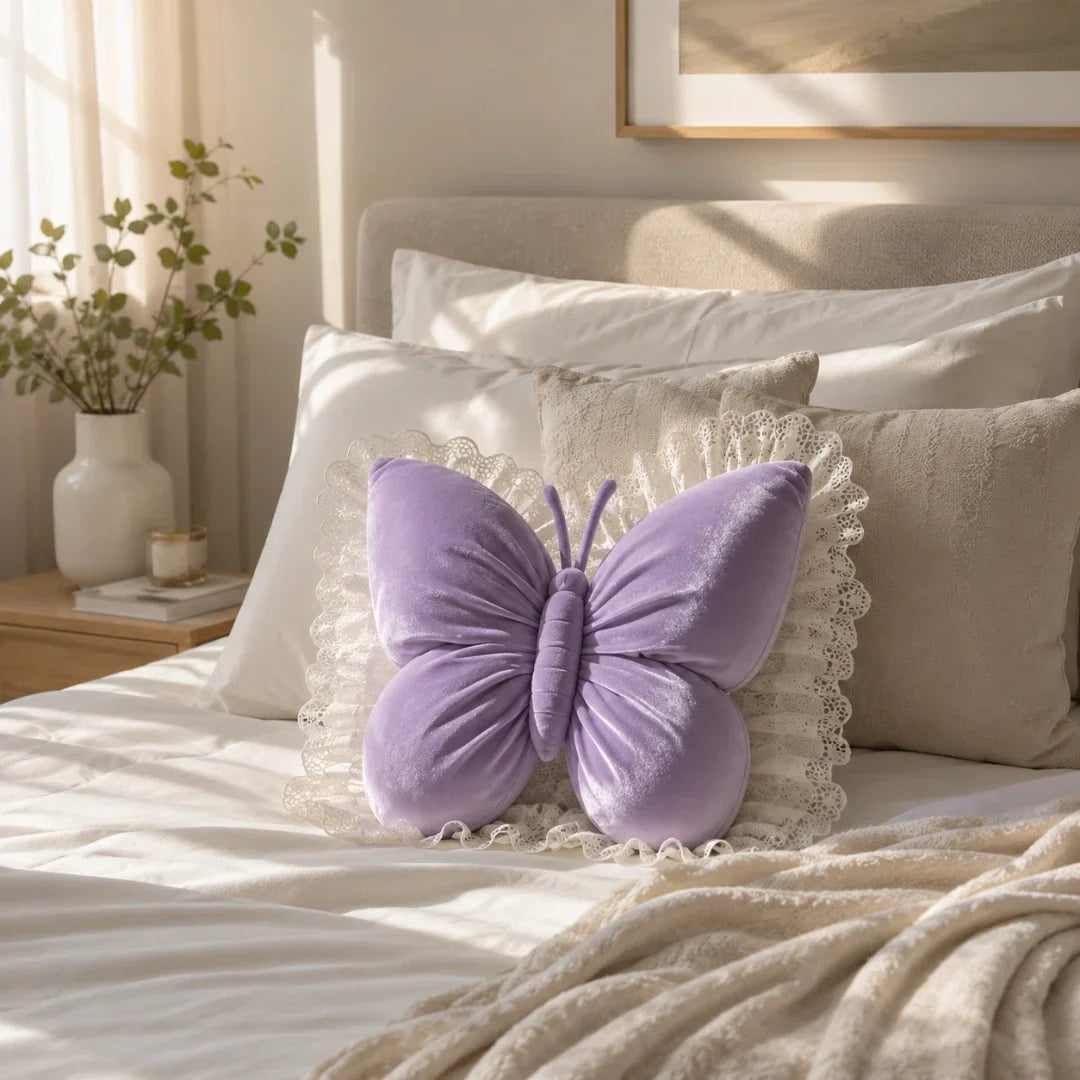 Butterfly Lace Cushion with Removable Cover