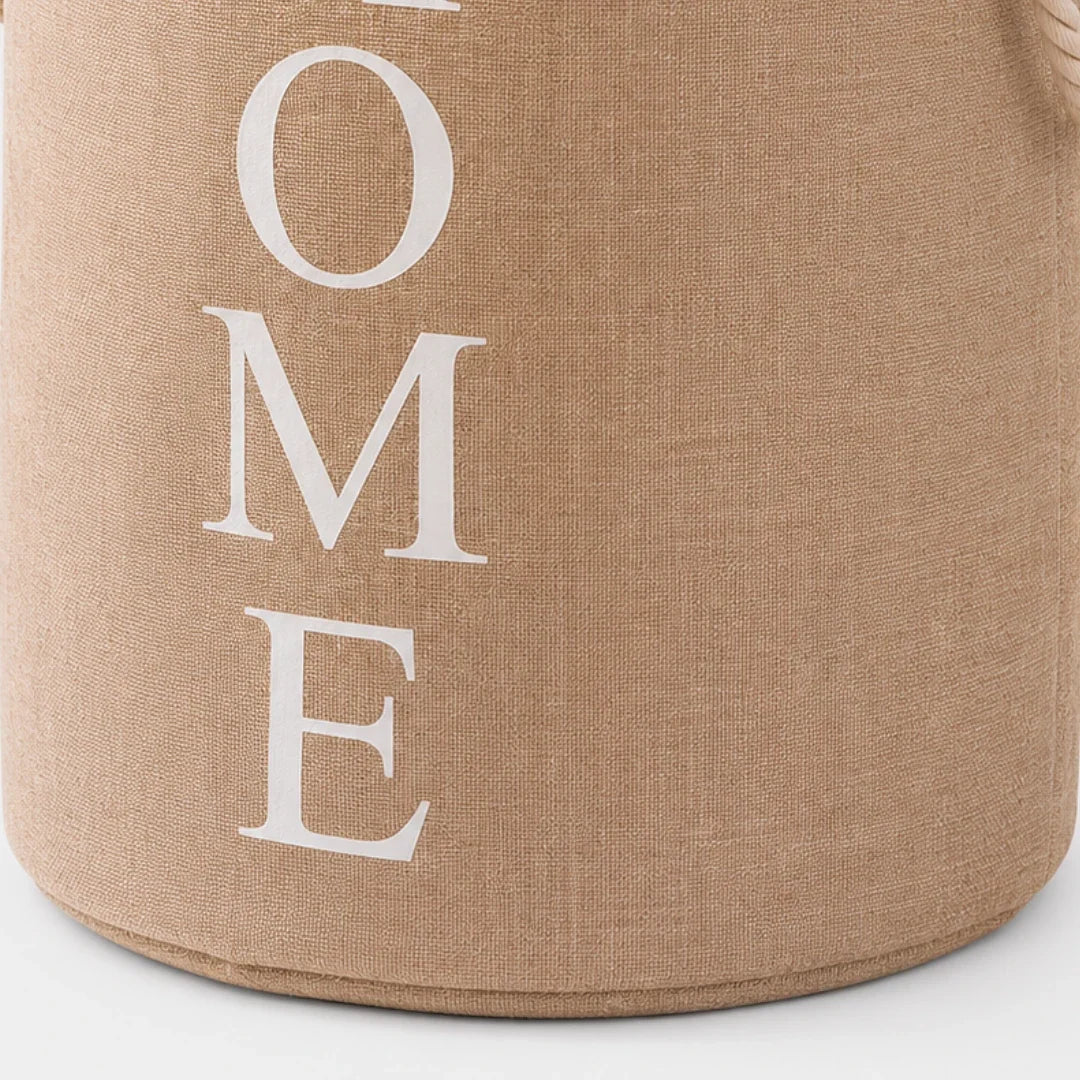 Foldable Woven Laundry Basket – Linen-Look Fabric