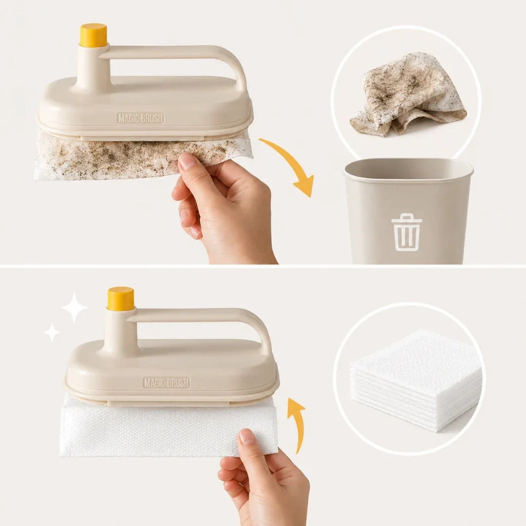 Refillable Cleaning Brush with 50 Pads