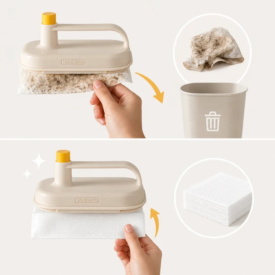Refillable Cleaning Brush with 50 Pads