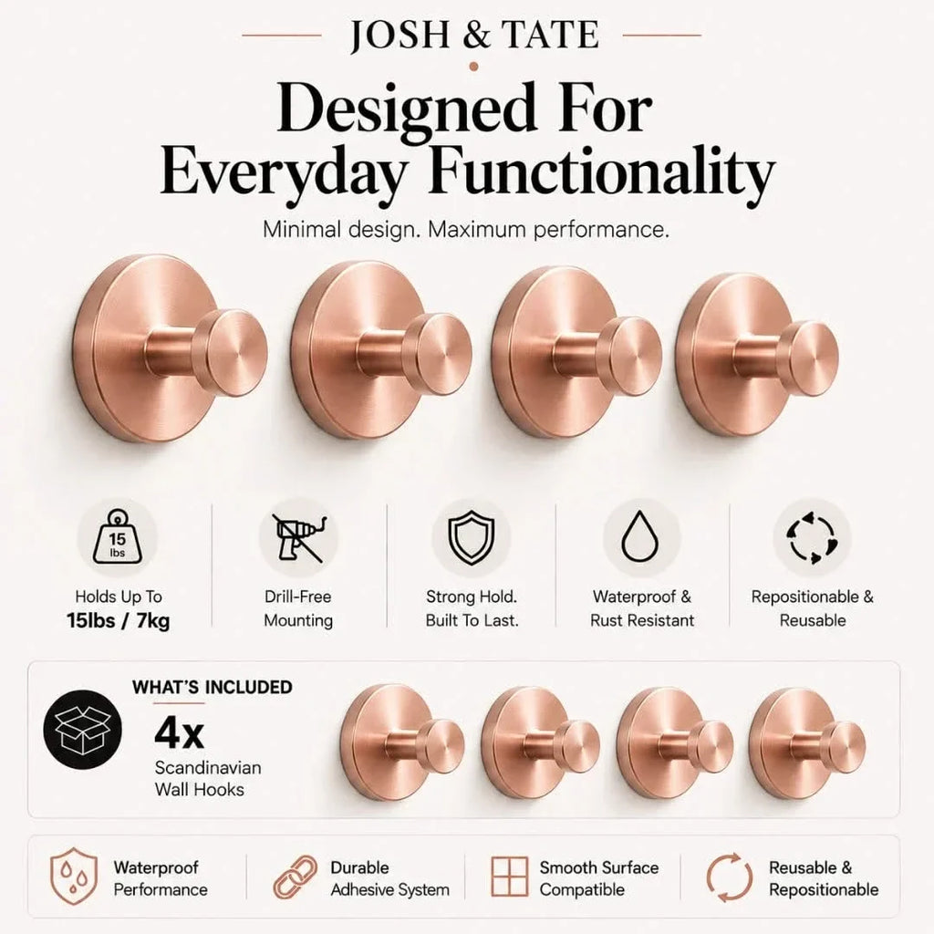 Minimal Adhesive Wall Hook Set in 4 Finishes