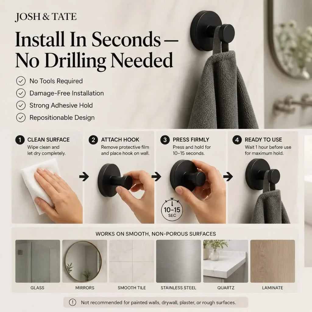 Minimal Adhesive Wall Hook Set in 4 Finishes