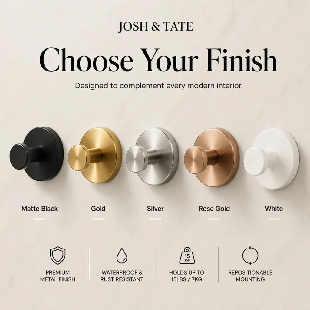 Minimal Adhesive Wall Hook Set in 4 Finishes