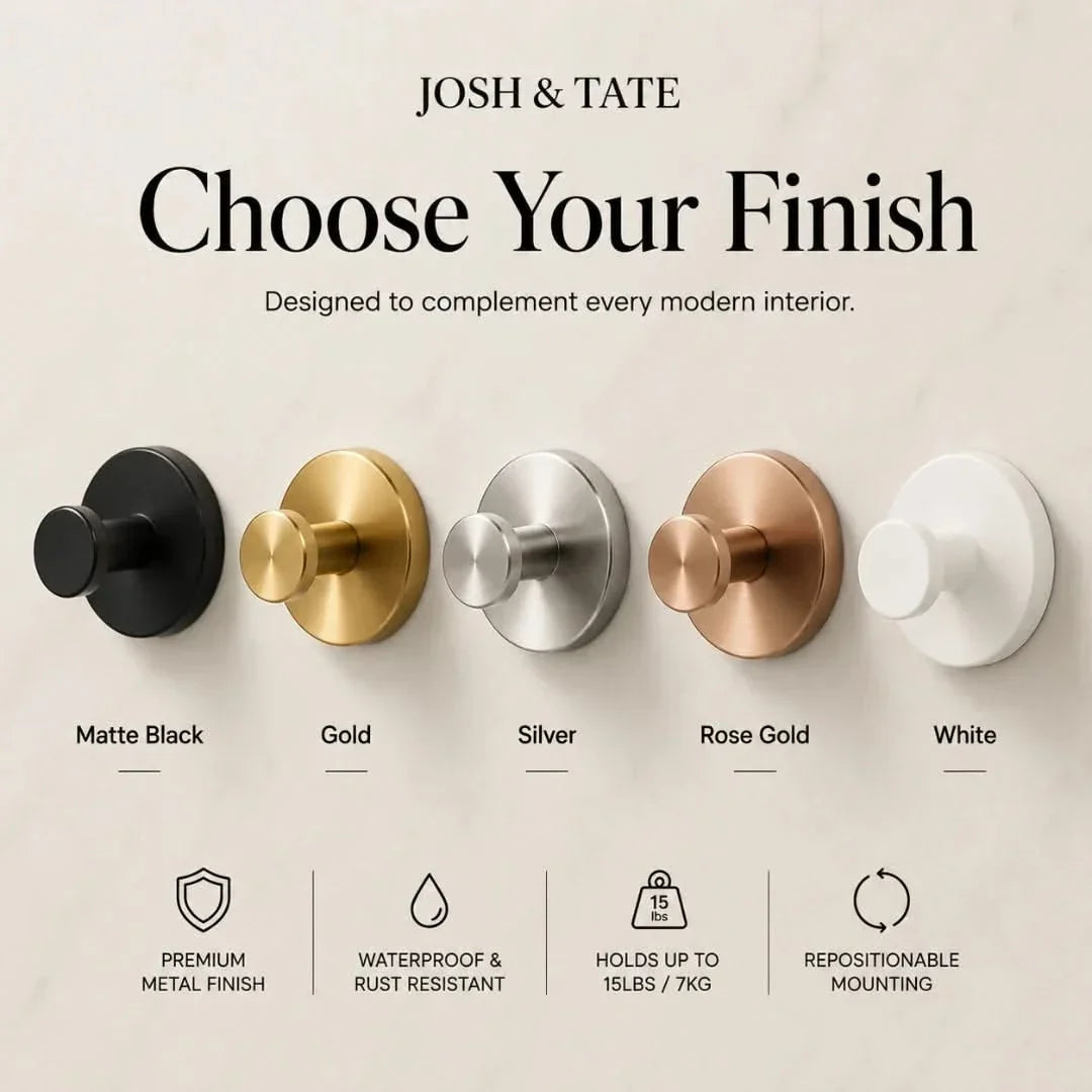 Minimal Adhesive Wall Hook Set in 4 Finishes