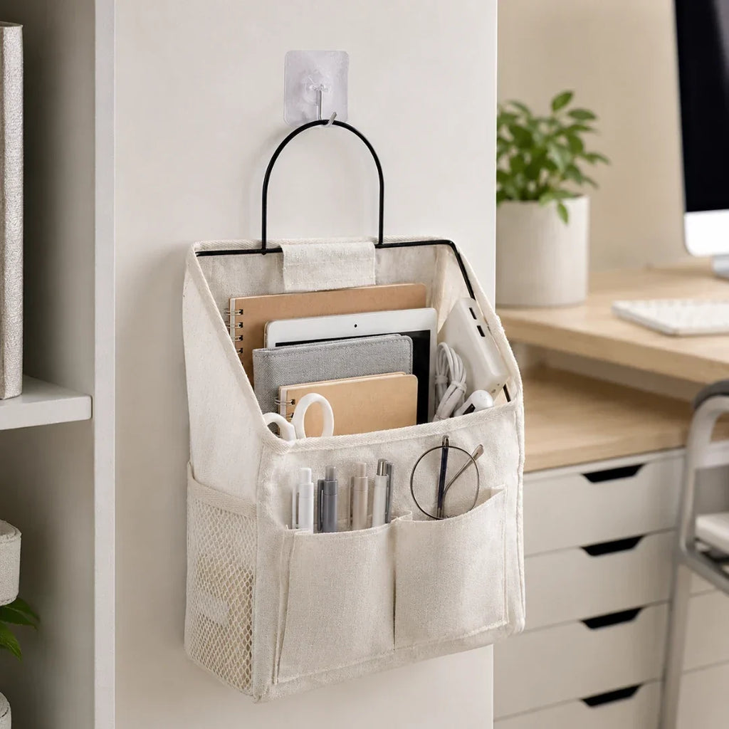 Hanging Bedside Organizer with 3 Pockets