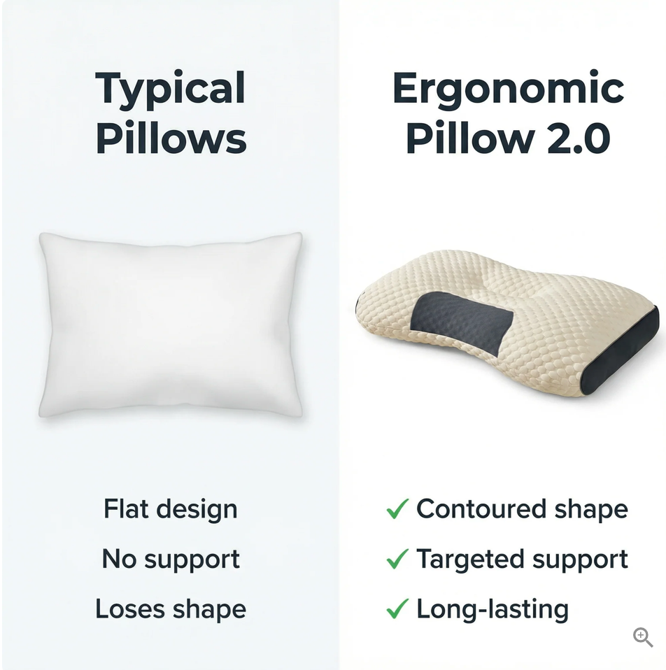 Contoured Memory Foam Pillow, Single or Pair