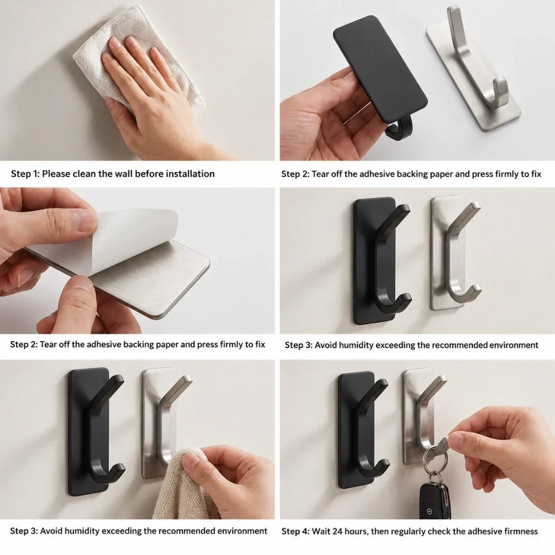 Minimalist Steel Wall Hook in Three Finishes
