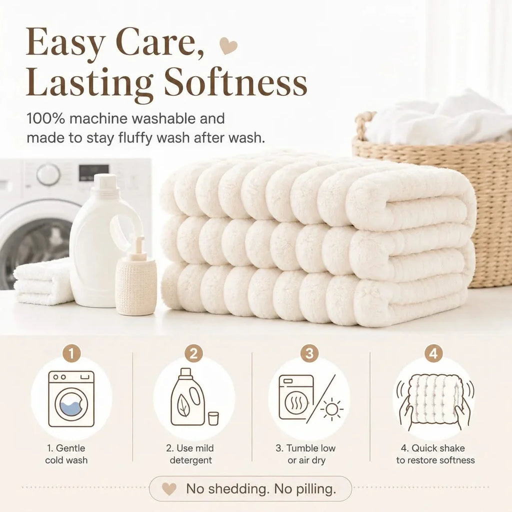 Ribbed Fleece Blanket in 2 Sizes