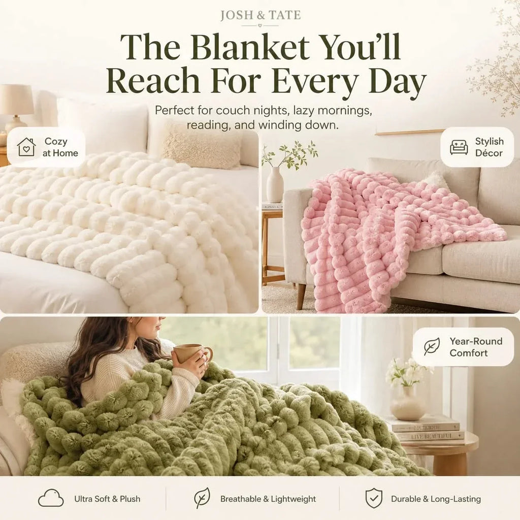 Ribbed Fleece Blanket in 2 Sizes