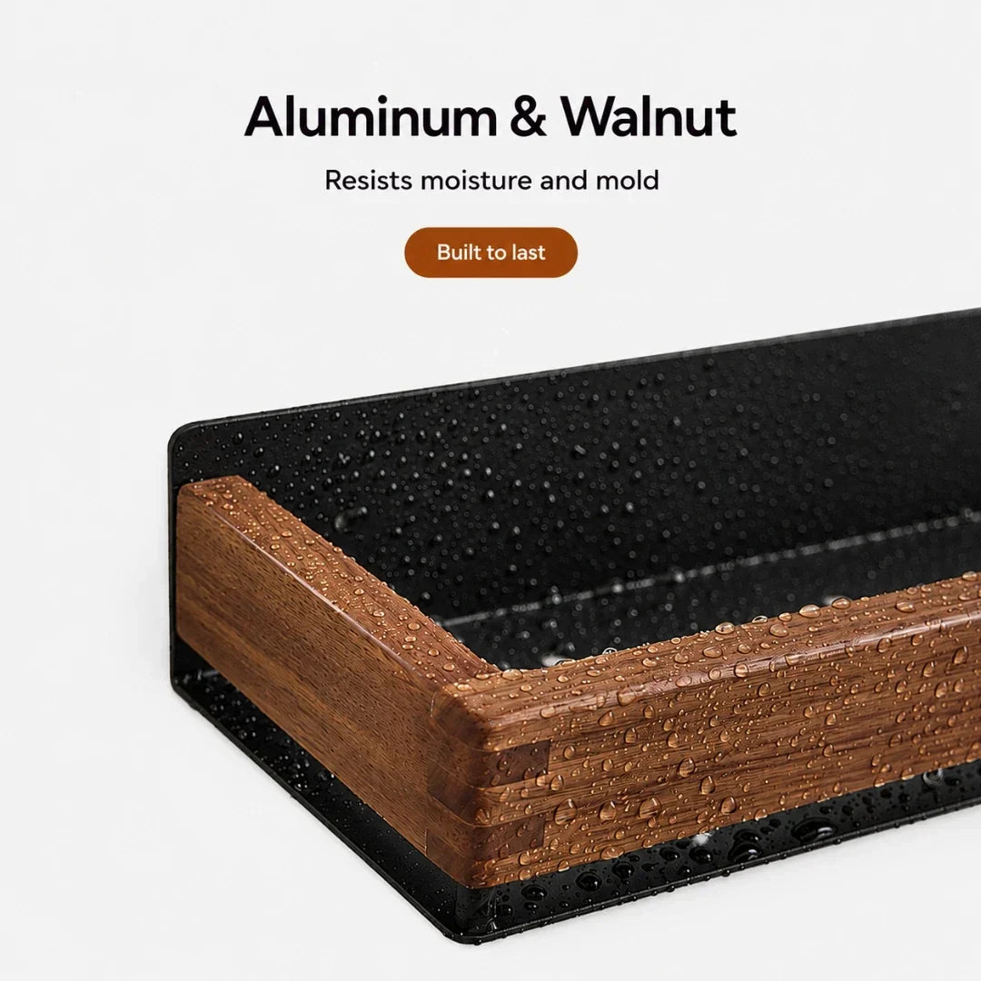 Wooden Wall Shelf with Two Hooks