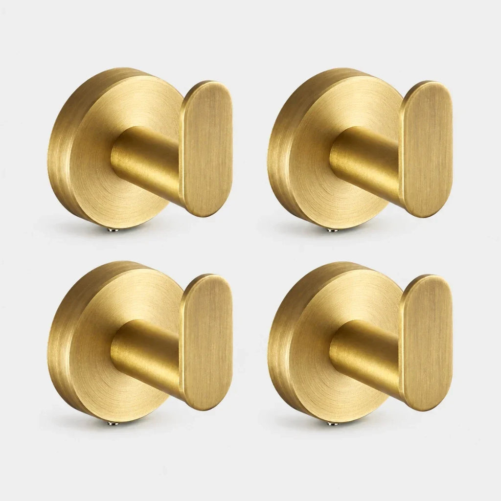 No-Drill Gold Towel Hook with Twist-Fit Mount