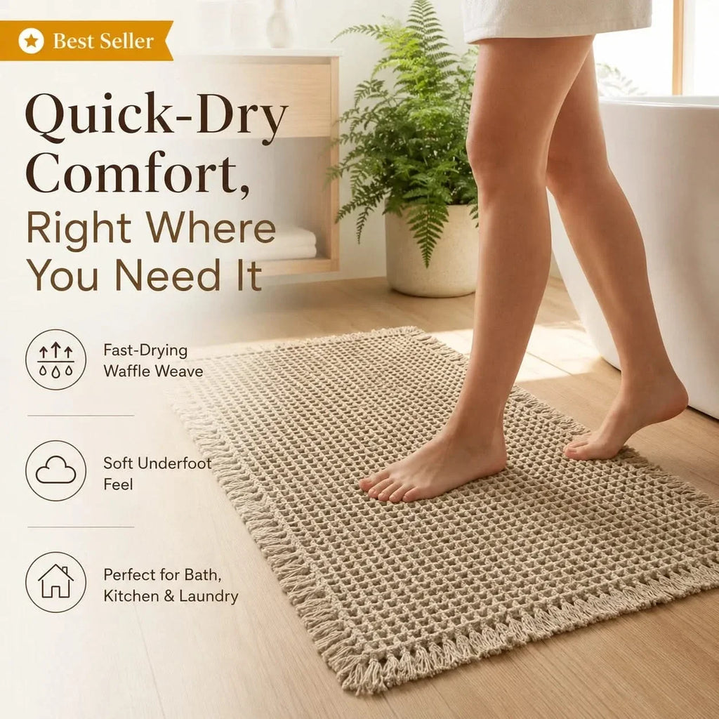 Waffle-Weave Bath Mat in Four Sizes