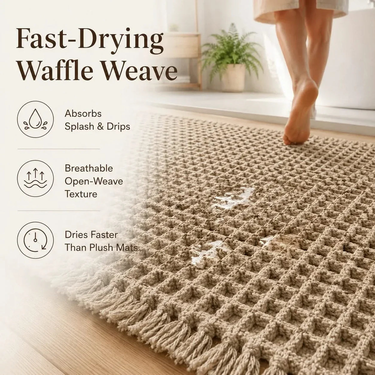 Waffle-Weave Bath Mat in Four Sizes
