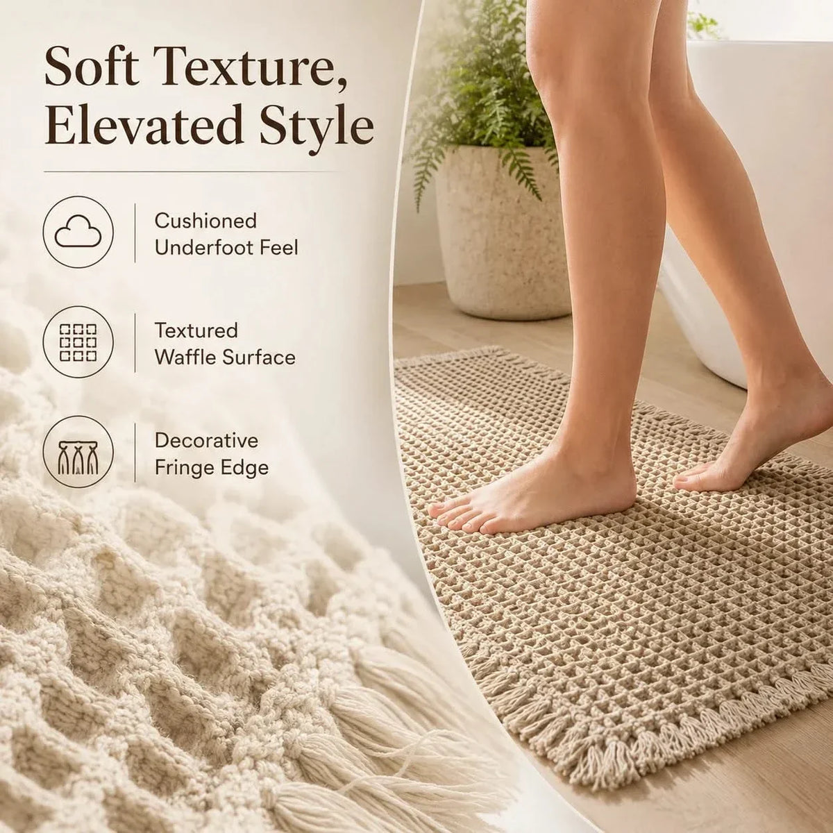 Waffle-Weave Bath Mat in Four Sizes