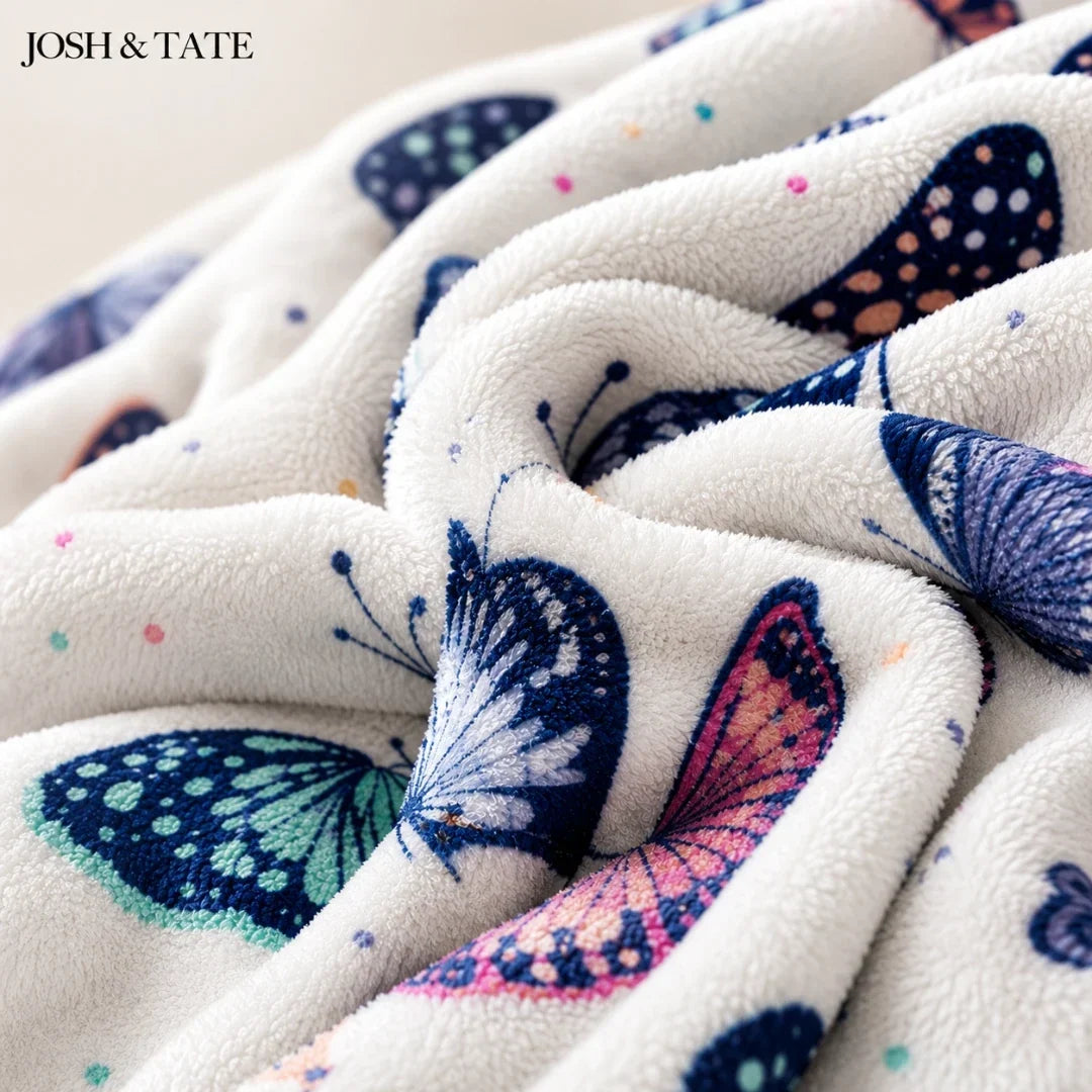 Purple Butterfly Print Throw Blanket – 130 × 150 cm