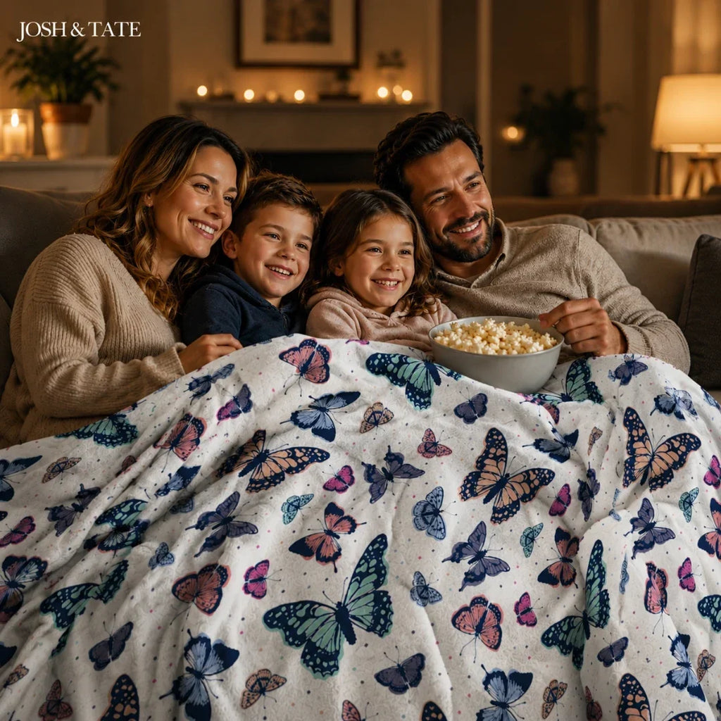 Purple Butterfly Print Throw Blanket – 130 × 150 cm
