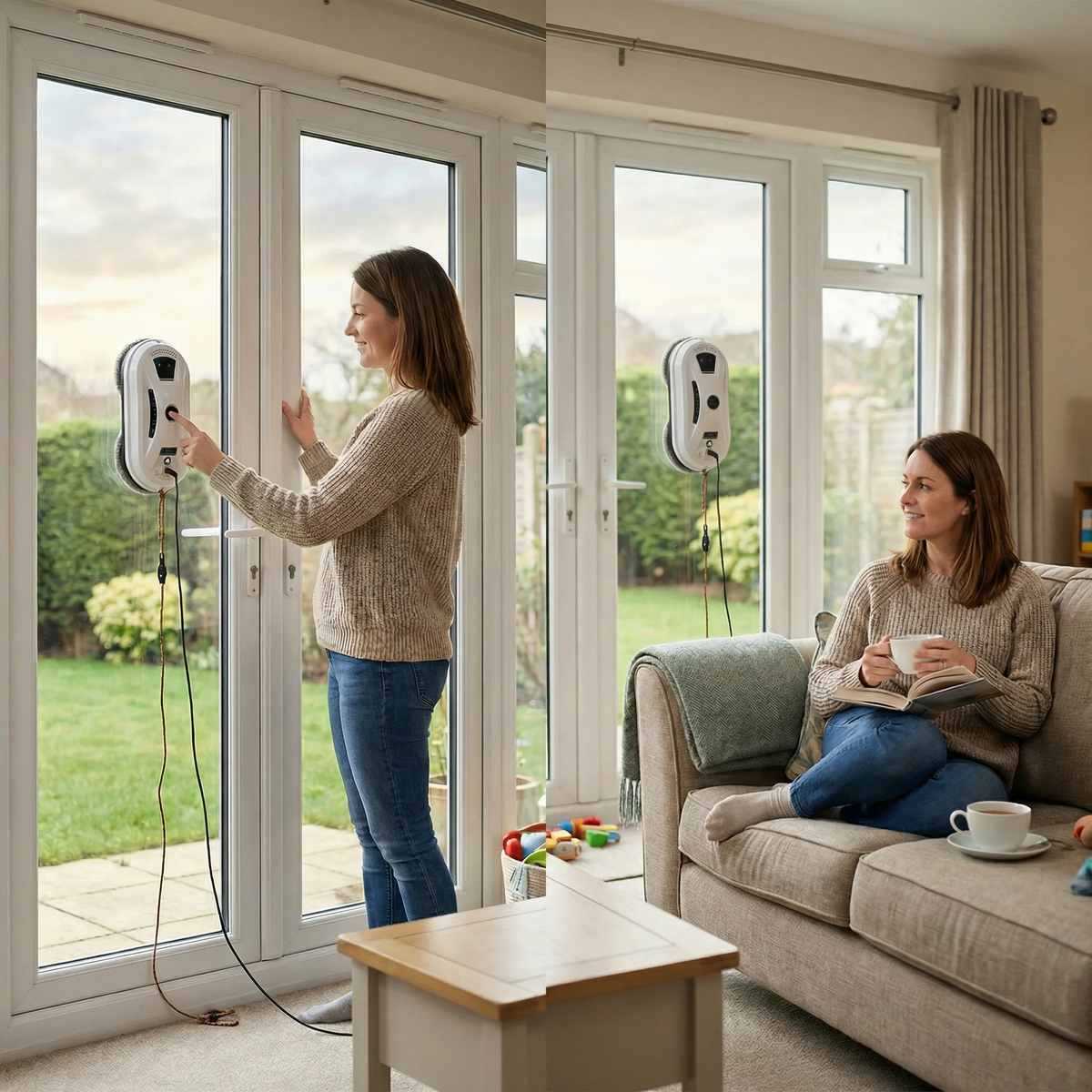 Automatic Window Cleaning Robot with Safety Cable