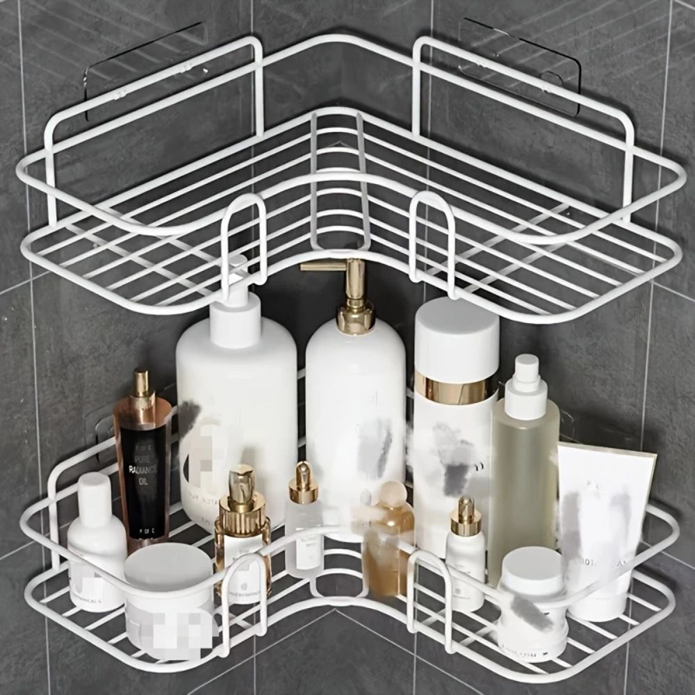 Corner Shower Caddy – No-Drill Black or White