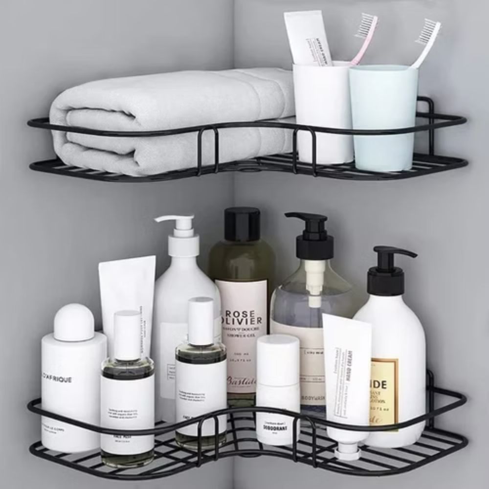 Corner Shower Caddy – No-Drill Black or White