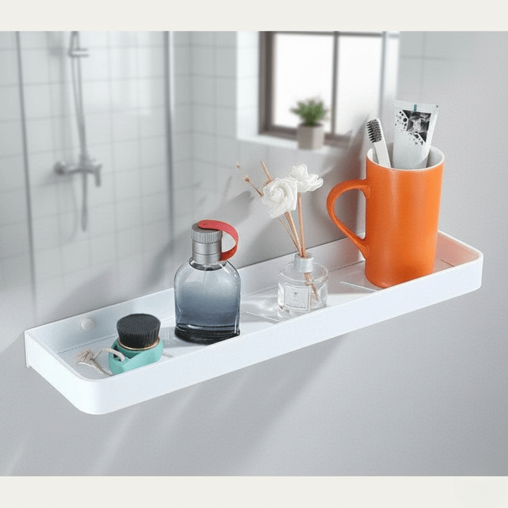 Aluminium Bathroom Shelf with Towel Bar and Hooks
