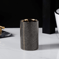 Ceramic Bathroom Accessory Set with Gold Accents