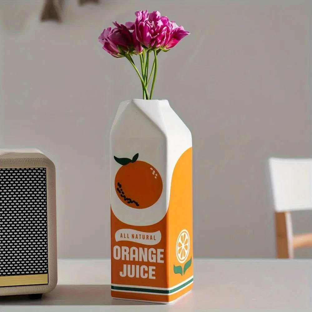 Ceramic Box Vase, Bright Glaze
