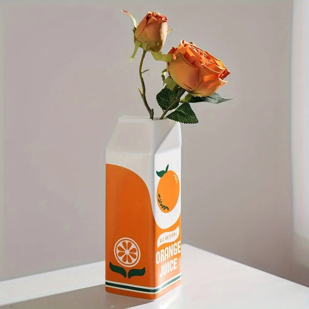 Ceramic Box Vase, Bright Glaze