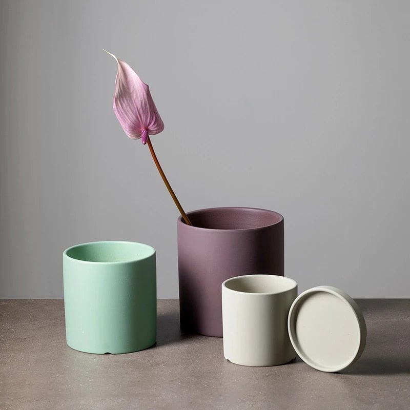 Ceramic Plant Pot with Drainage Hole and Saucer