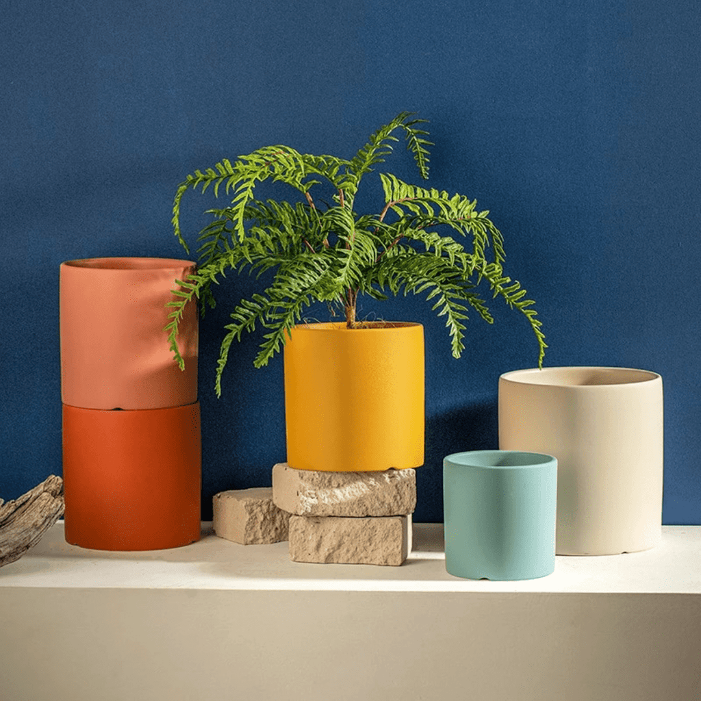 Ceramic Plant Pot with Drainage Hole and Saucer